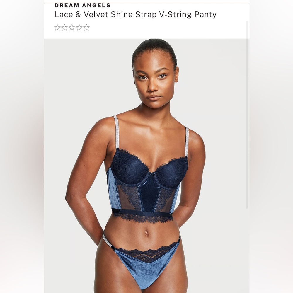 NWT VICTORIA SECRET VERY SEXY SHINE STRAP THONG IN LACE ROYAL VELVET!! MEDIUM